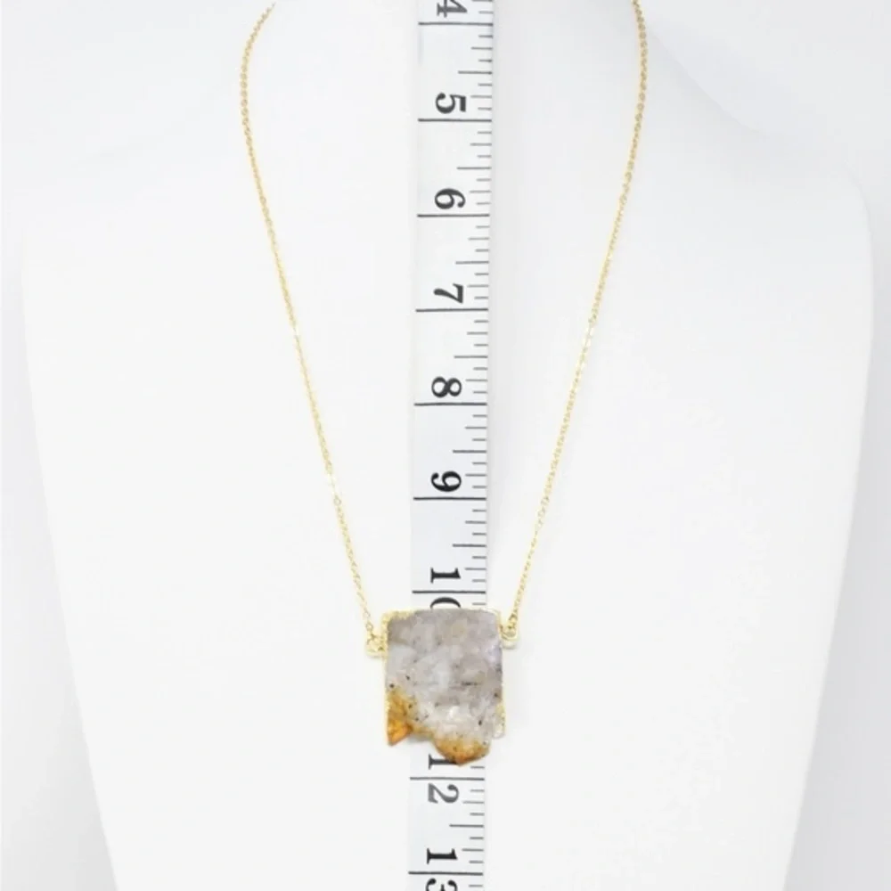 Natural Citrine Druzy Stone Necklace - Picture 3 of 6
